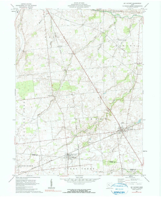 1961 Mt. Victory, OH - Ohio - USGS Topographic Map