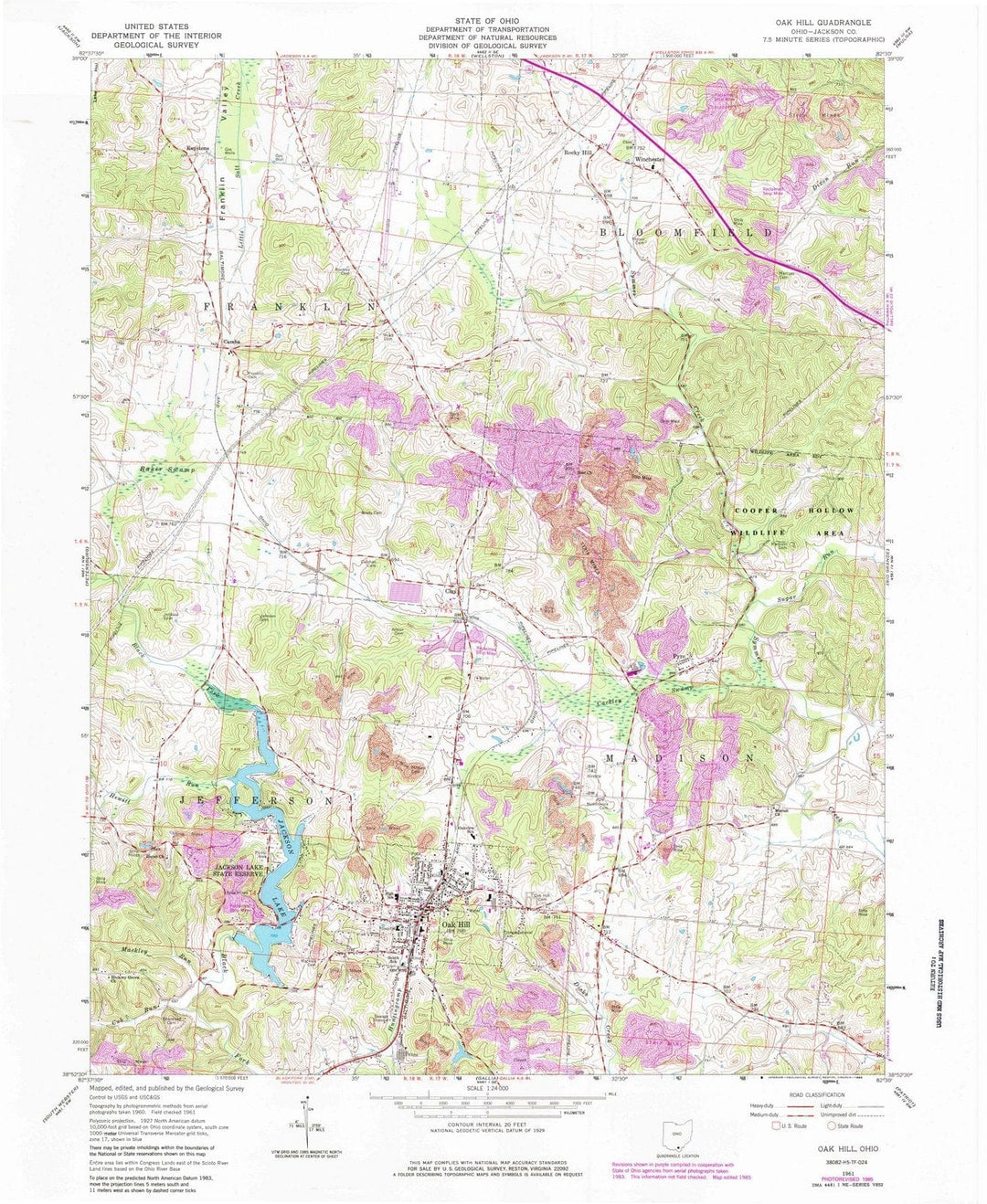 1961 Oak Hill, OH - Ohio - USGS Topographic Map