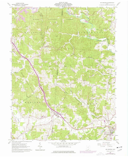1961 Rio Grande, OH - Ohio - USGS Topographic Map