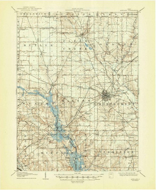 1908 Ashland, OH - Ohio - USGS Topographic Map