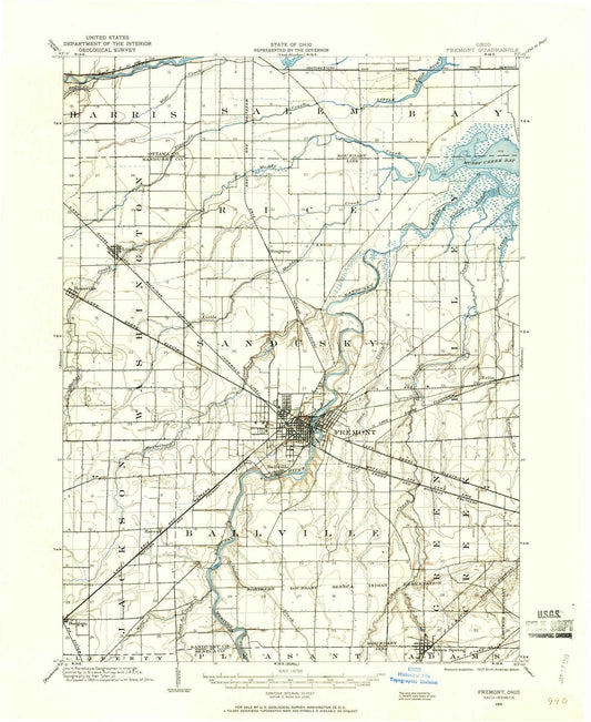 1901 Fremont, OH - Ohio - USGS Topographic Map