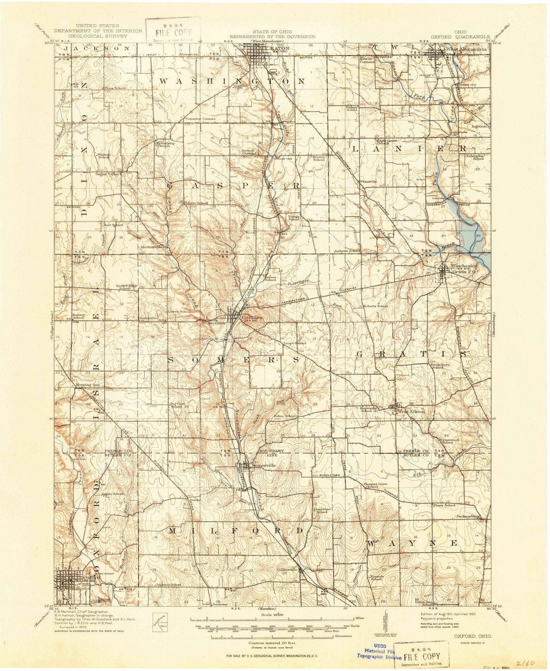 1911 Oxford, OH - Ohio - USGS Topographic Map