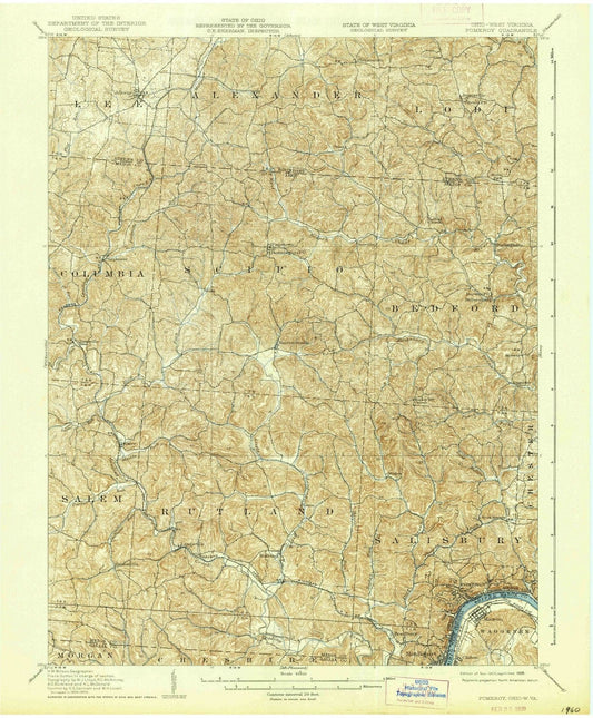 1907 Pomeroy, OH - Ohio - USGS Topographic Map