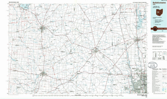 1986 Bellefontaine, OH - Ohio - USGS Topographic Map
