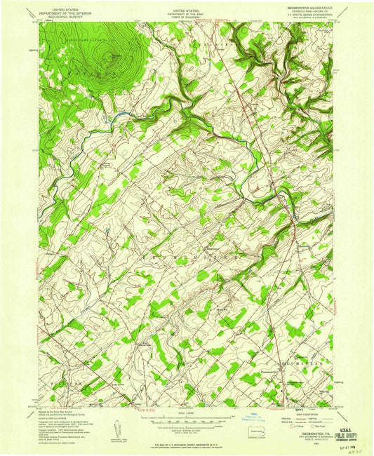 1957 Bedminster, PA - Pennsylvania - USGS Topographic Map