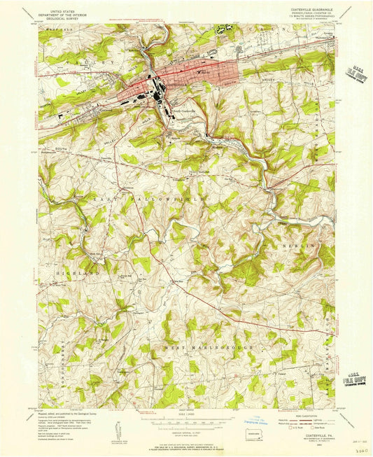 1953 Coatesville, PA - Pennsylvania - USGS Topographic Map