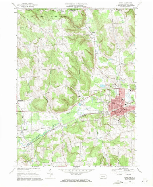 1968 Corry, PA - Pennsylvania - USGS Topographic Map