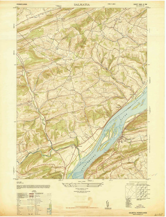 1947 Dalmatia, PA - Pennsylvania - USGS Topographic Map