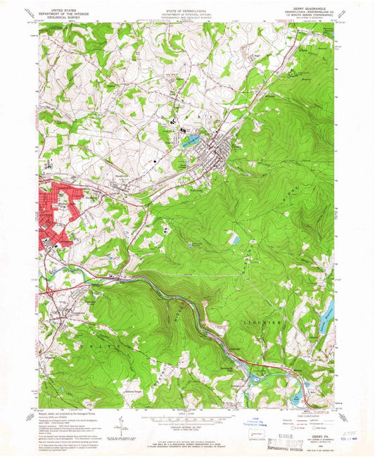 1964 Derry, PA - Pennsylvania - USGS Topographic Map