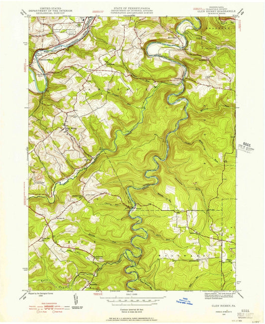 1944 Glen Richey, PA - Pennsylvania - USGS Topographic Map