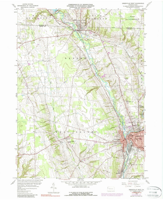 1958 Greenville West, PA - Pennsylvania - USGS Topographic Map