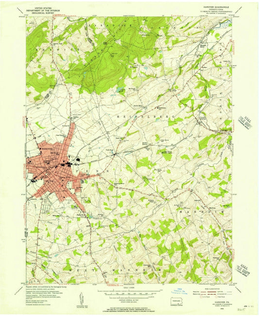 1954 Hanover, PA - Pennsylvania - USGS Topographic Map
