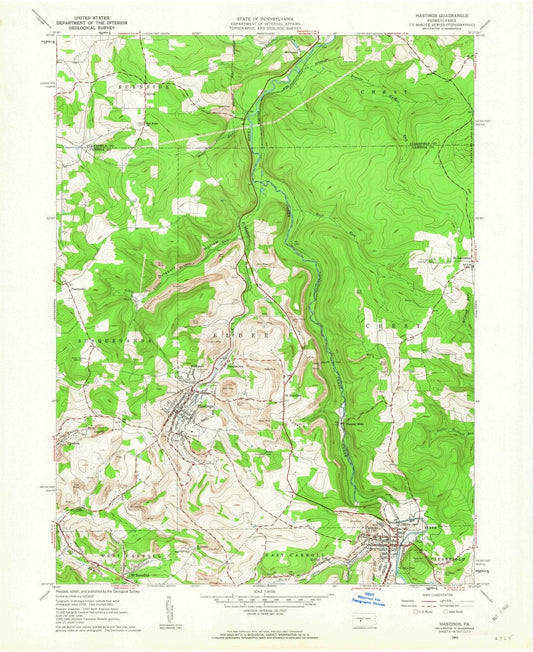 1961 Hastings, PA - Pennsylvania - USGS Topographic Map