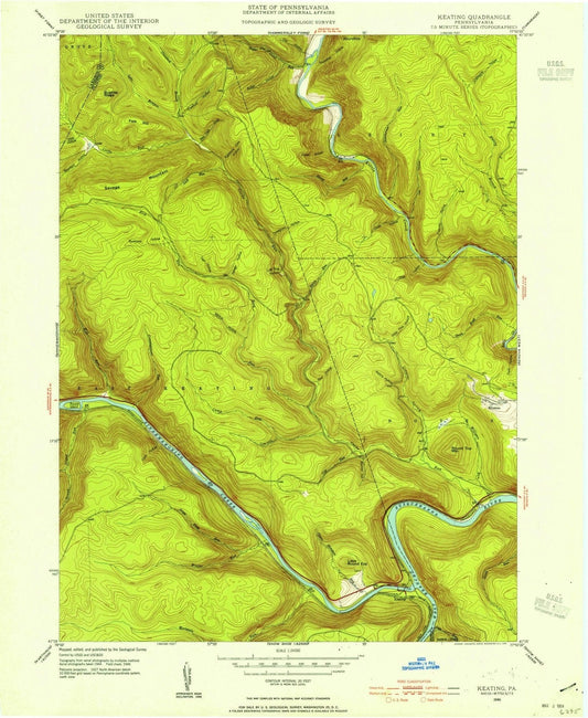 1946 Keating, PA - Pennsylvania - USGS Topographic Map