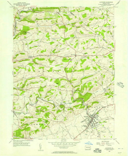 1956 Kutztown, PA - Pennsylvania - USGS Topographic Map