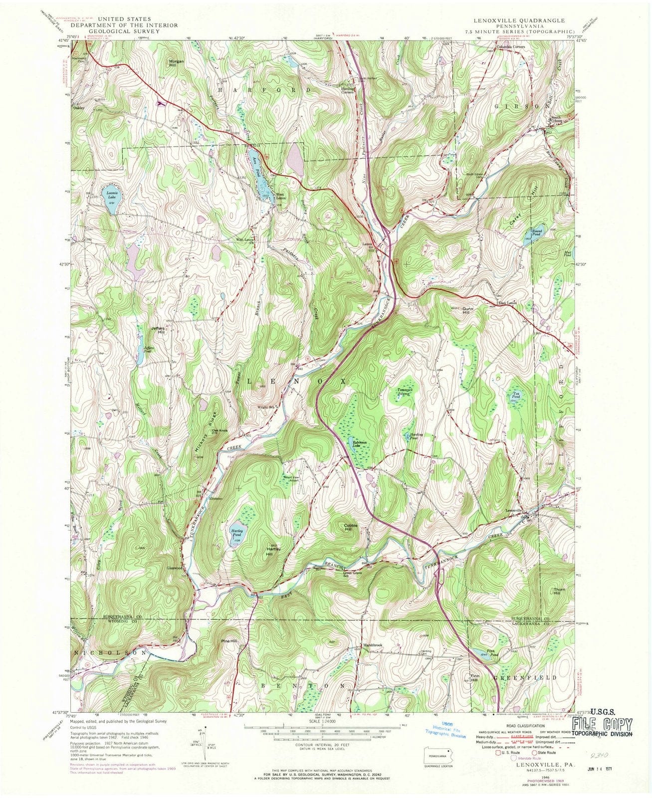 1946 Lenoxville, PA - Pennsylvania - USGS Topographic Map