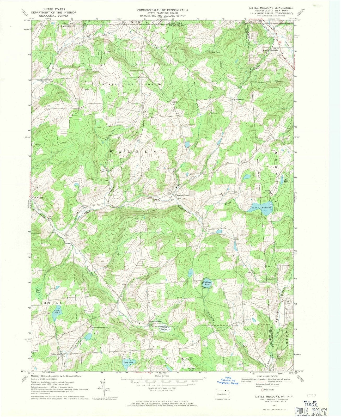 1967 Little Meadows, PA - Pennsylvania - USGS Topographic Map