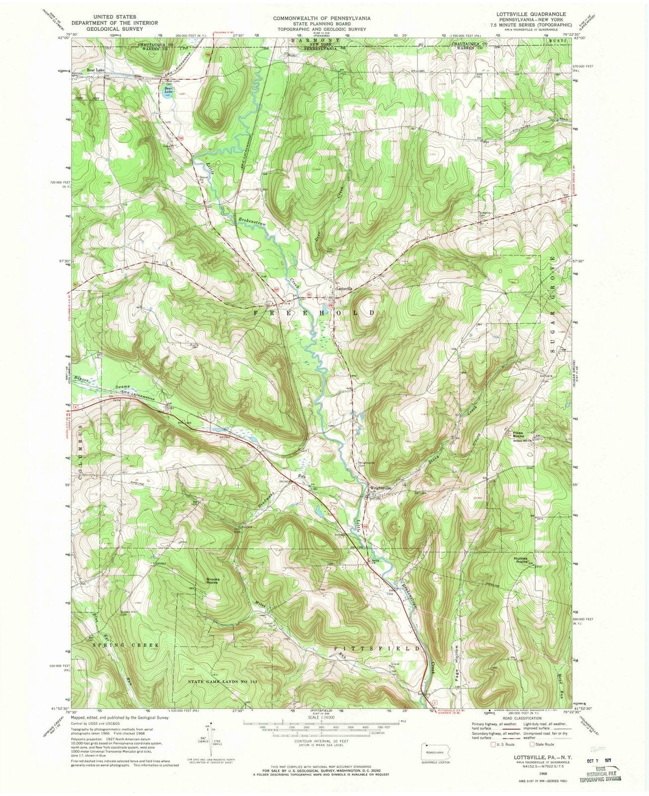 1968 Lottsville, PA - Pennsylvania - USGS Topographic Map