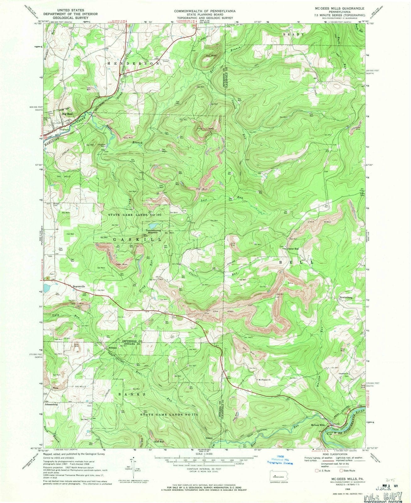 1968 Mc Gees Mills, PA - Pennsylvania - USGS Topographic Map
