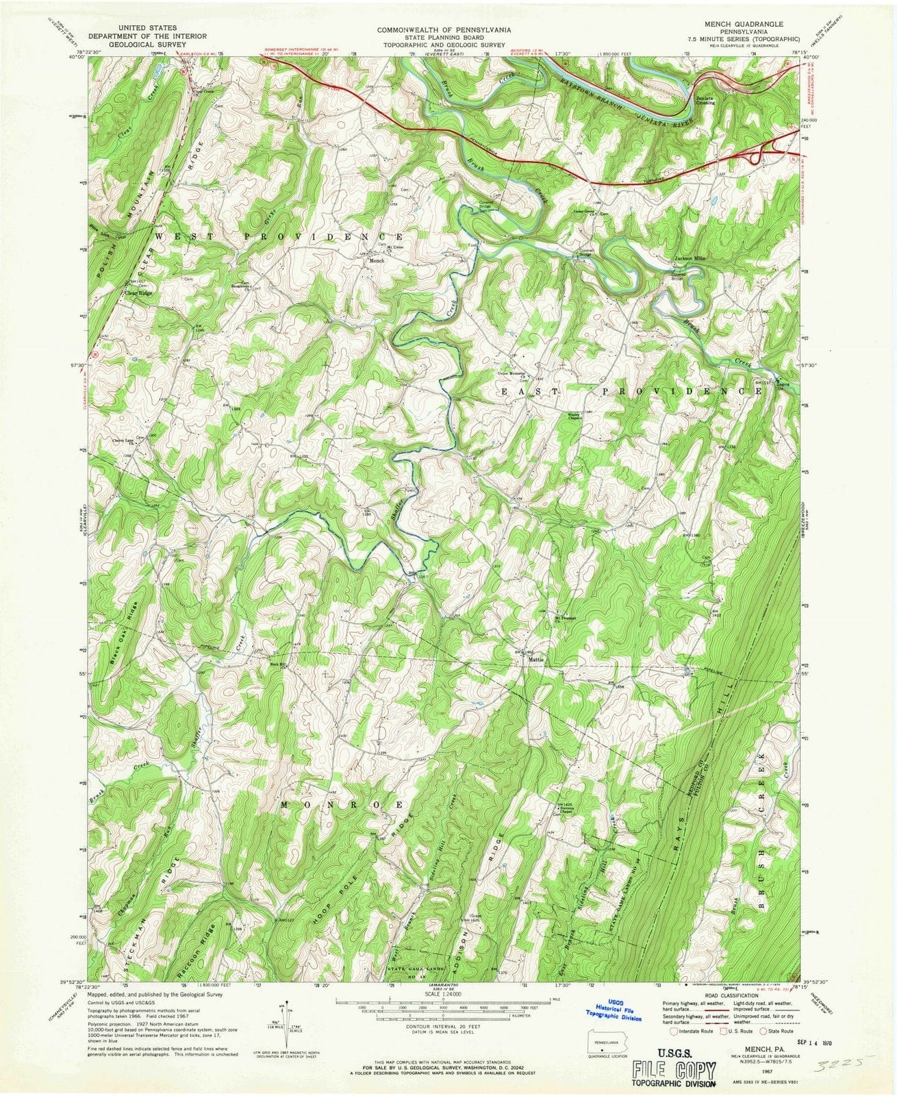 1967 Mench, PA - Pennsylvania - USGS Topographic Map