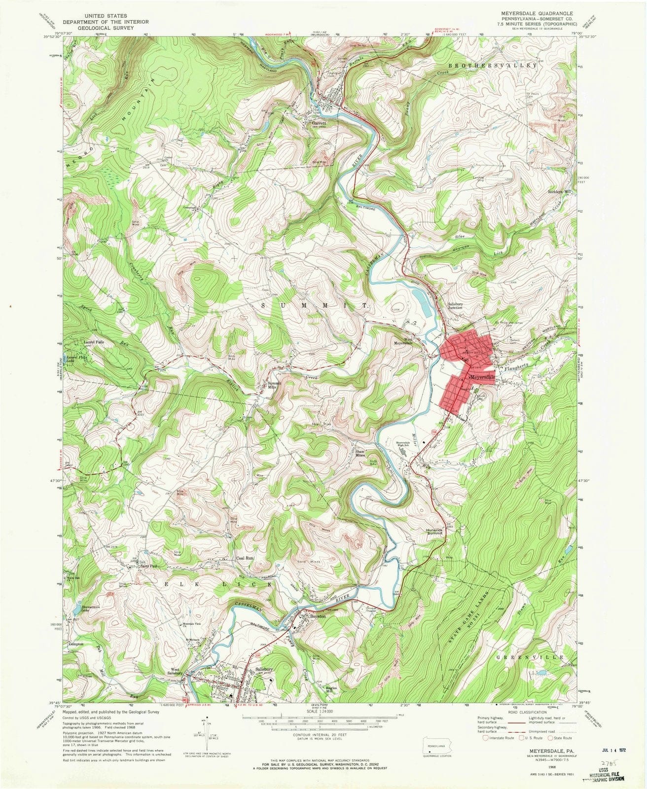 1968 Meyersdale, PA - Pennsylvania - USGS Topographic Map
