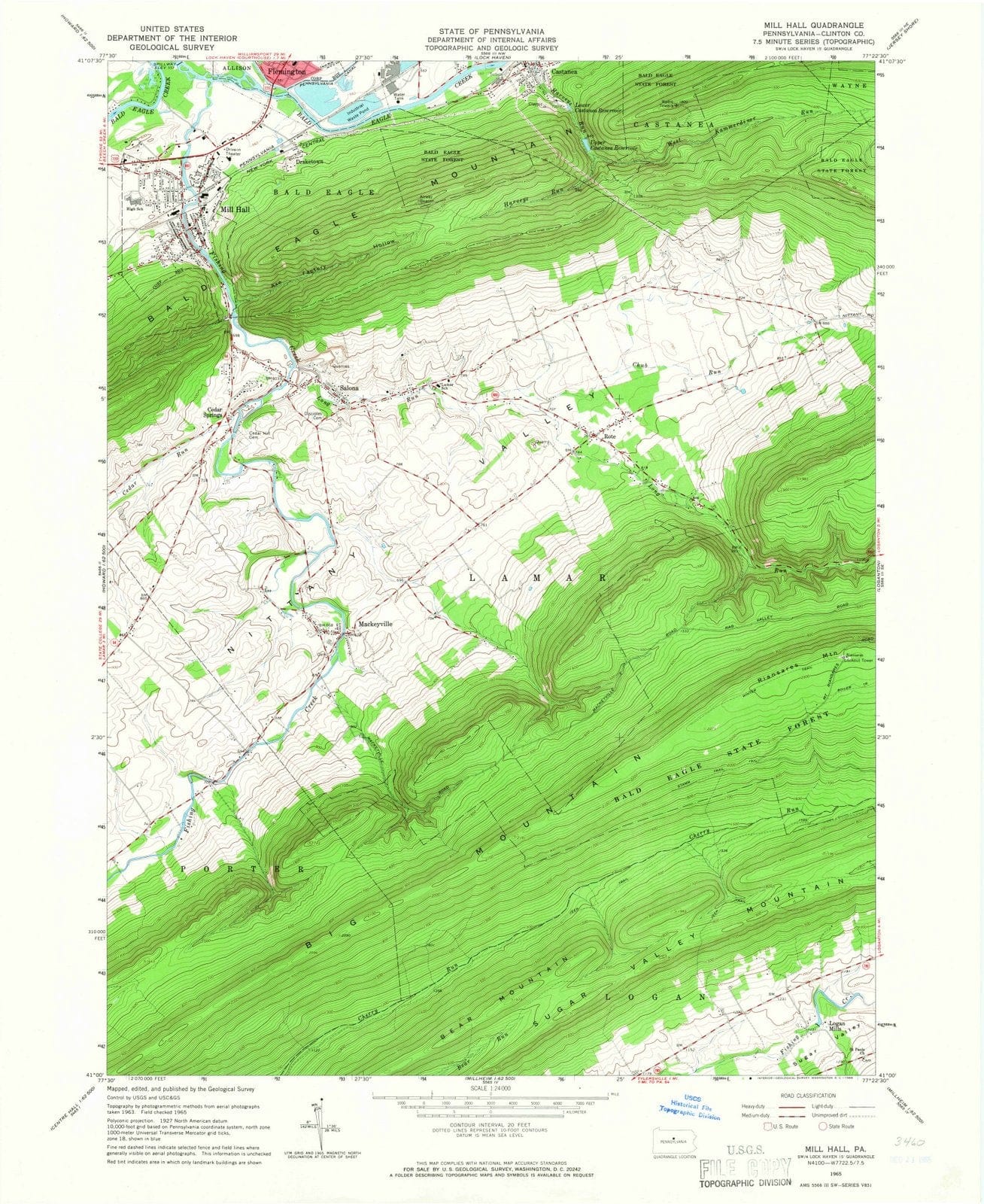 1965 Mill Hall, PA - Pennsylvania - USGS Topographic Map