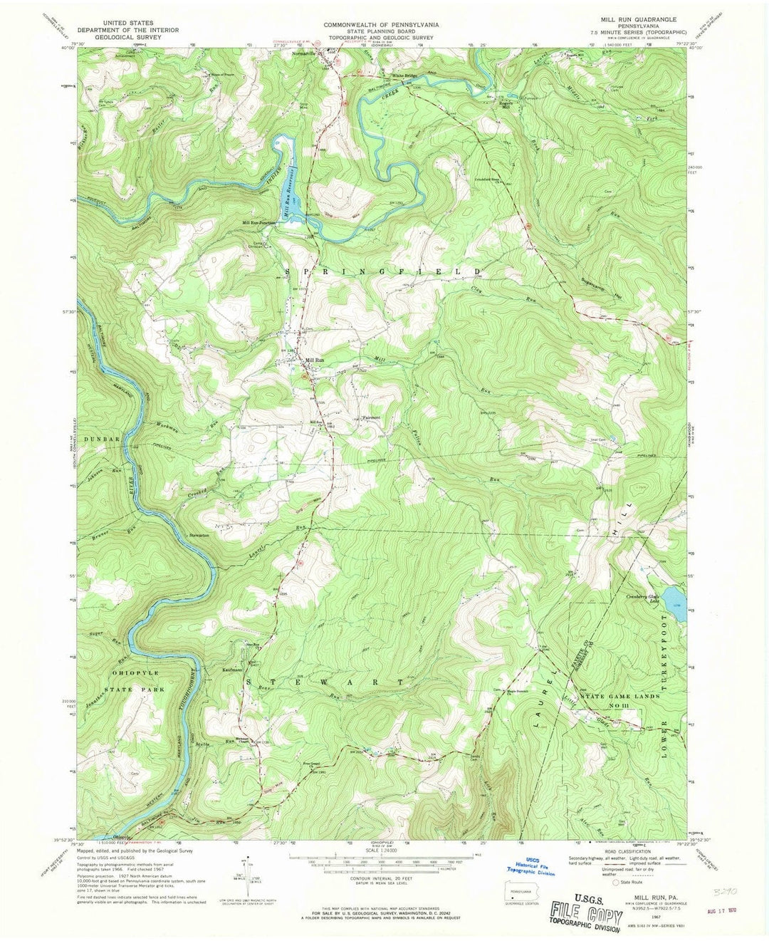 1967 Mill Run, PA - Pennsylvania - USGS Topographic Map