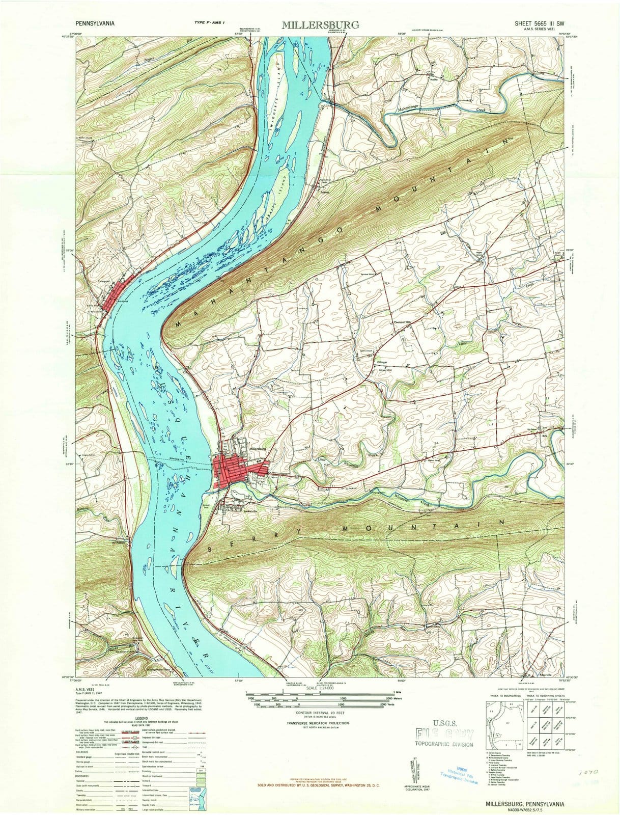 1947 Millersburg, PA - Pennsylvania - USGS Topographic Map