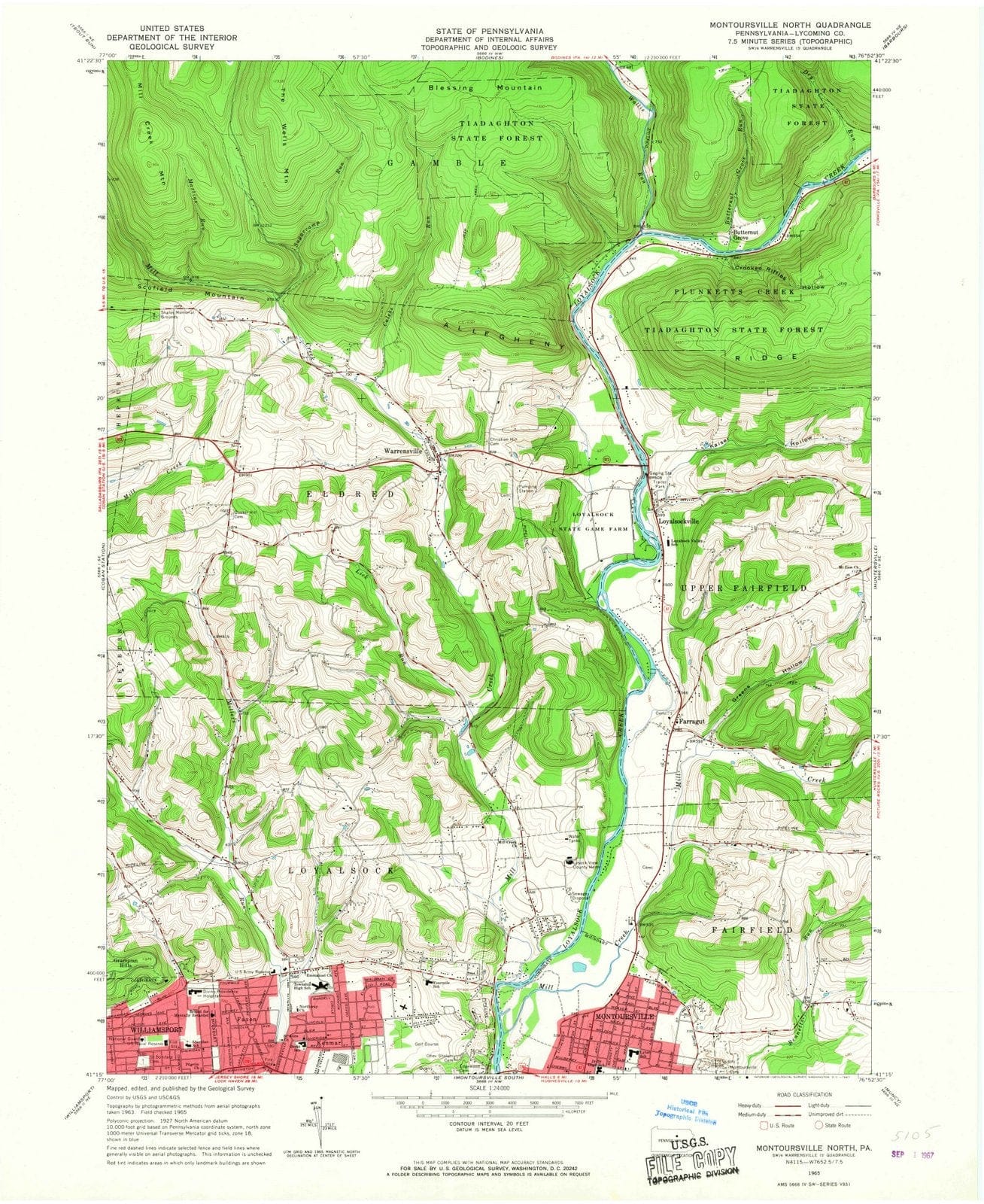 1965 Montoursville North, PA - Pennsylvania - USGS Topographic Map