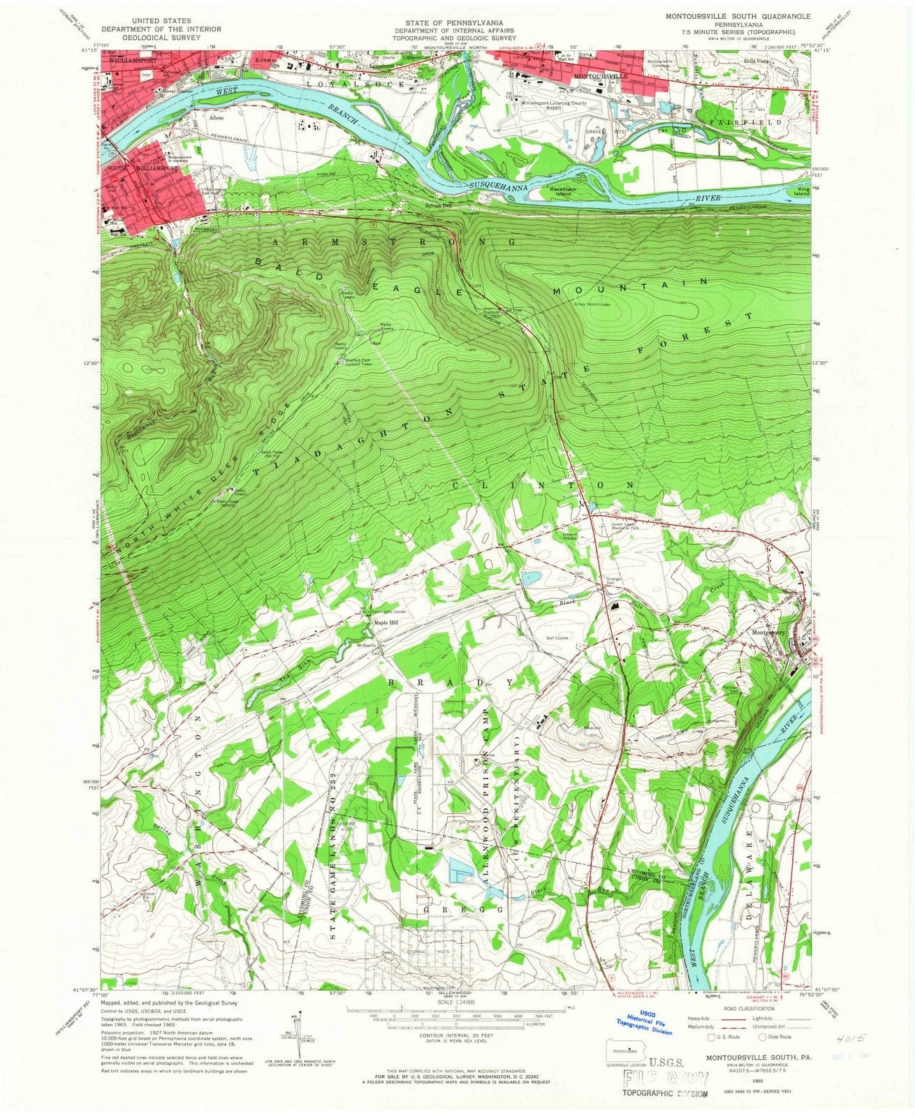 1965 Montoursville South, PA - Pennsylvania - USGS Topographic Map