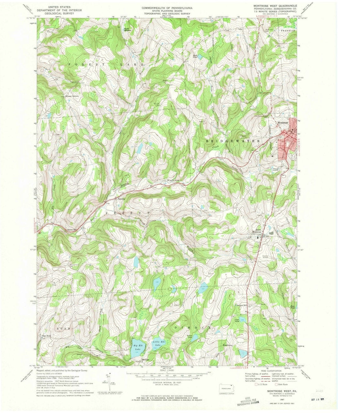 1967 Montrose West, PA - Pennsylvania - USGS Topographic Map