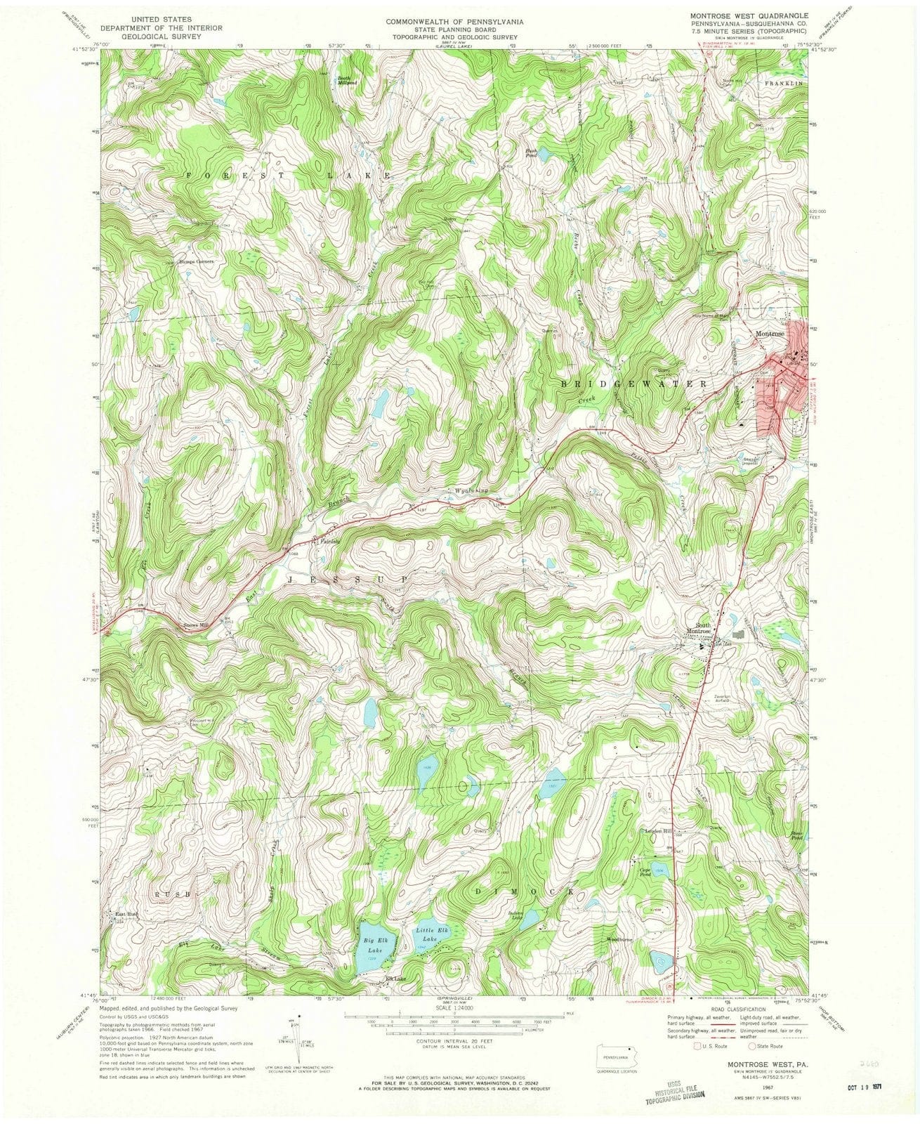 1967 Montrose West, PA - Pennsylvania - USGS Topographic Map