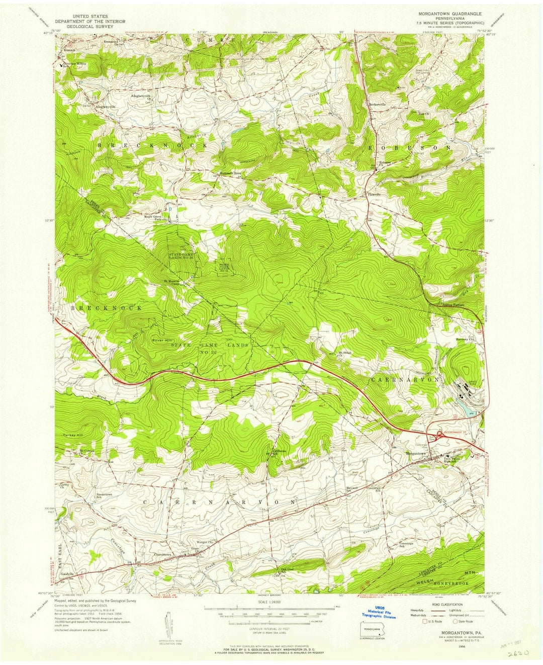 1956 Morgantown, PA - Pennsylvania - USGS Topographic Map