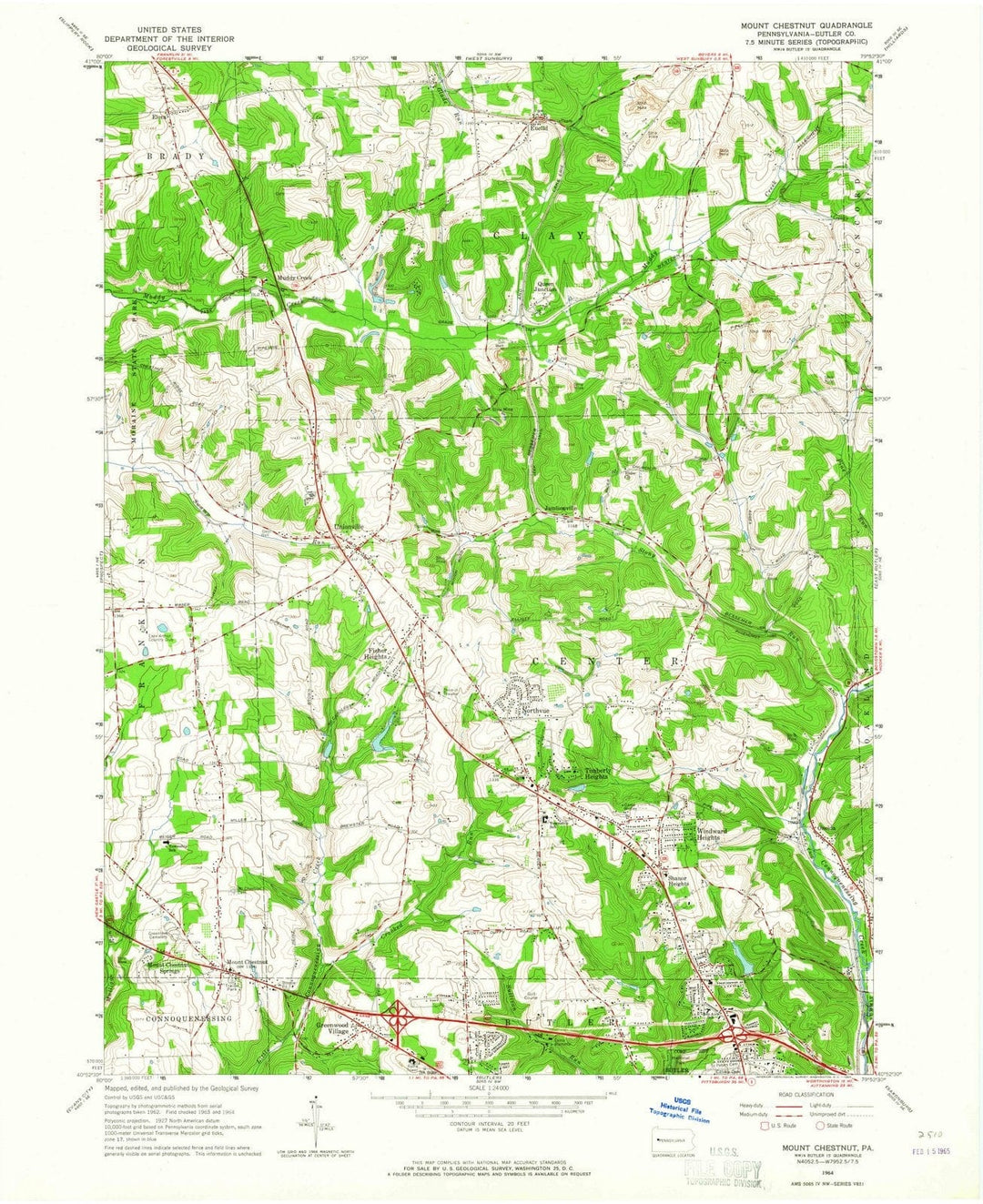 1964 Mount Chestnut, PA - Pennsylvania - USGS Topographic Map