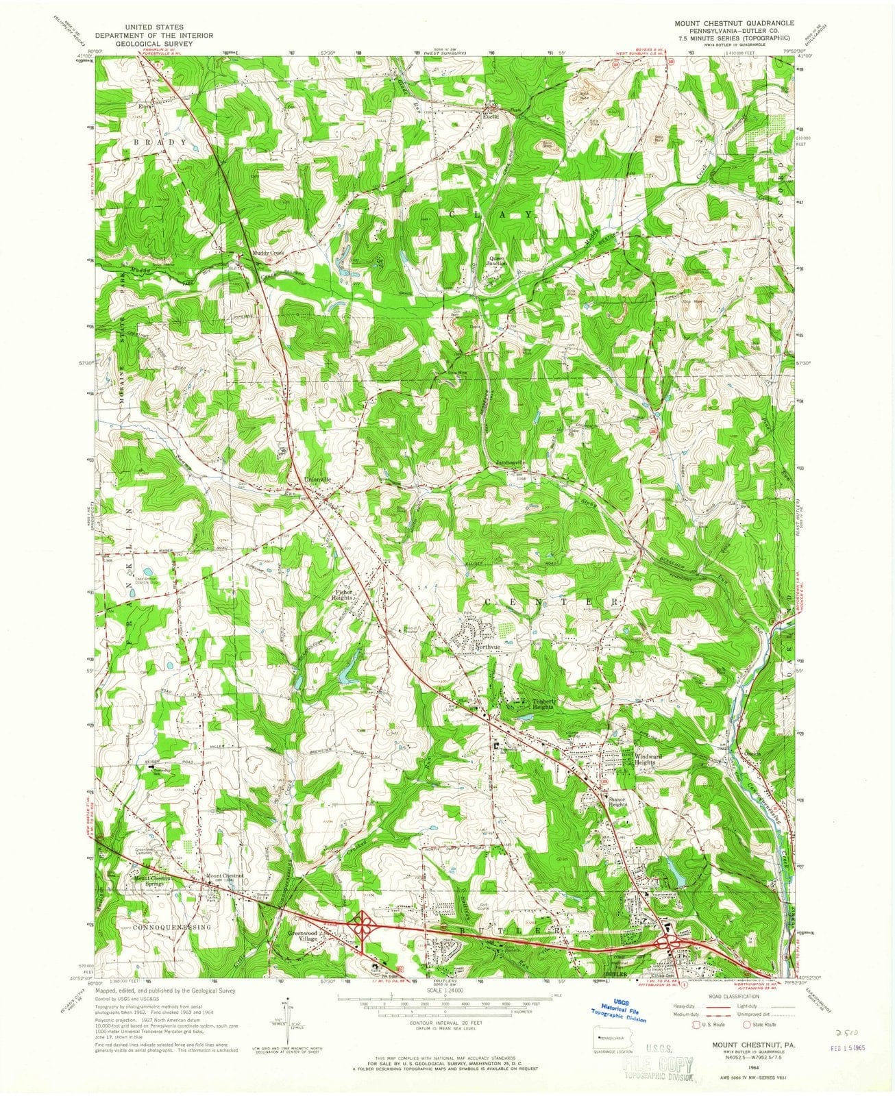 1964 Mount Chestnut, PA - Pennsylvania - USGS Topographic Map