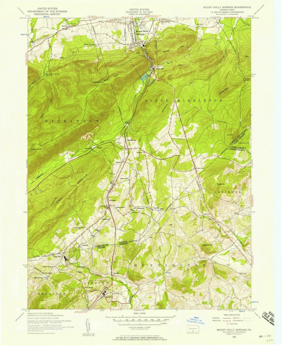 1952 Mount Holly Springs, PA - Pennsylvania - USGS Topographic Map