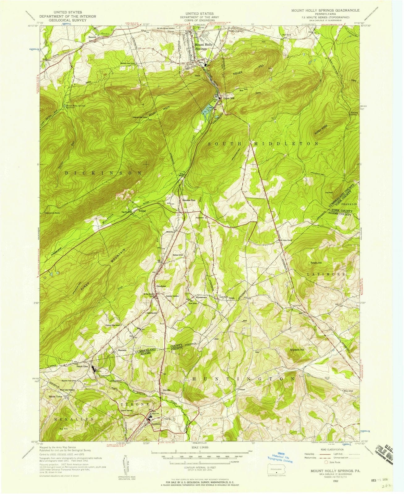 1952 Mount Holly Springs, PA - Pennsylvania - USGS Topographic Map