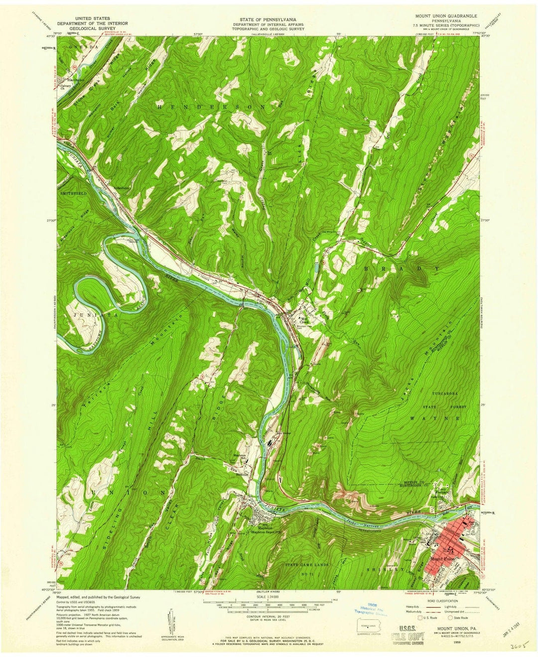 1959 Mount Union, PA - Pennsylvania - USGS Topographic Map