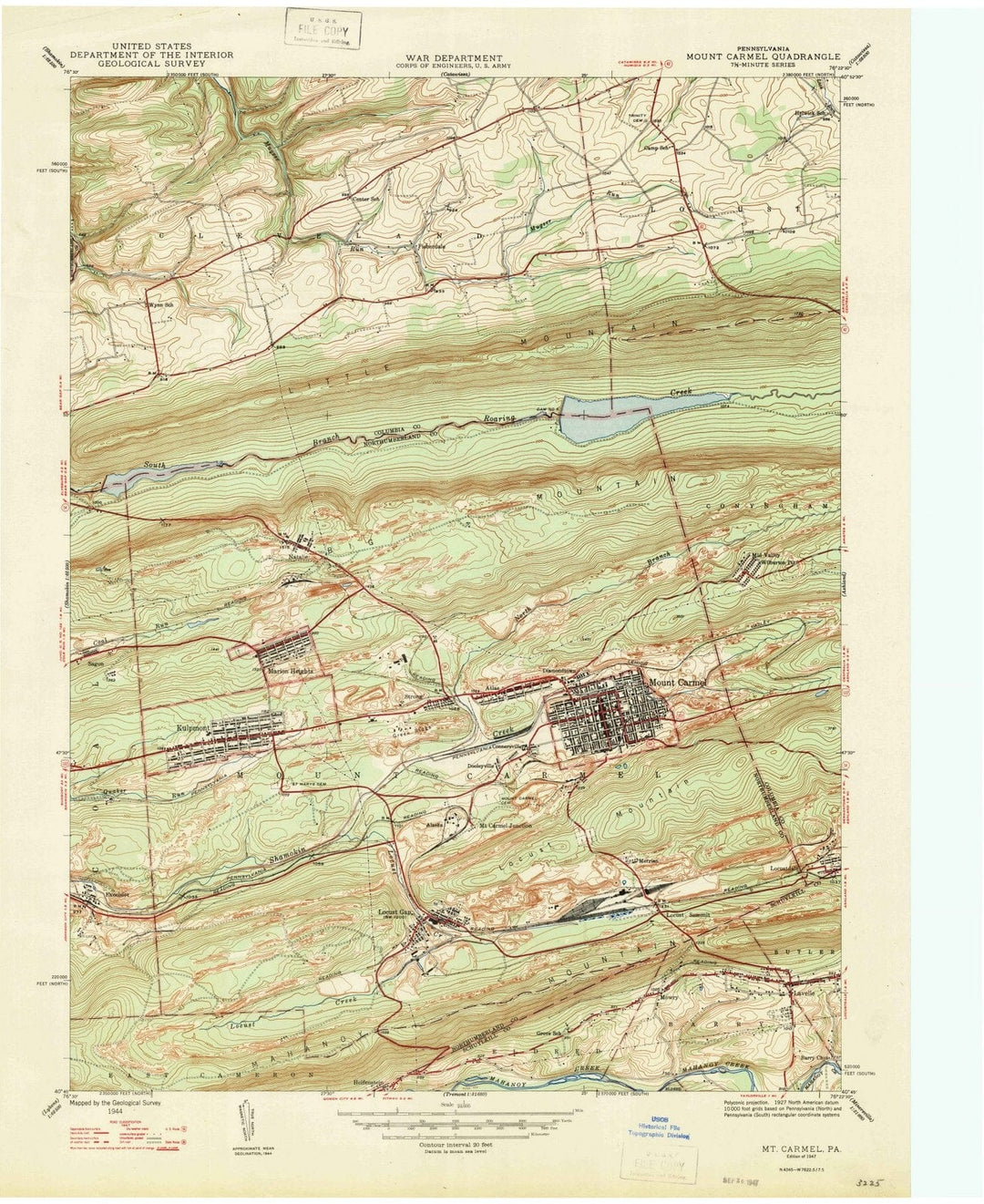 1947 Mt. Carmel, PA - Pennsylvania - USGS Topographic Map