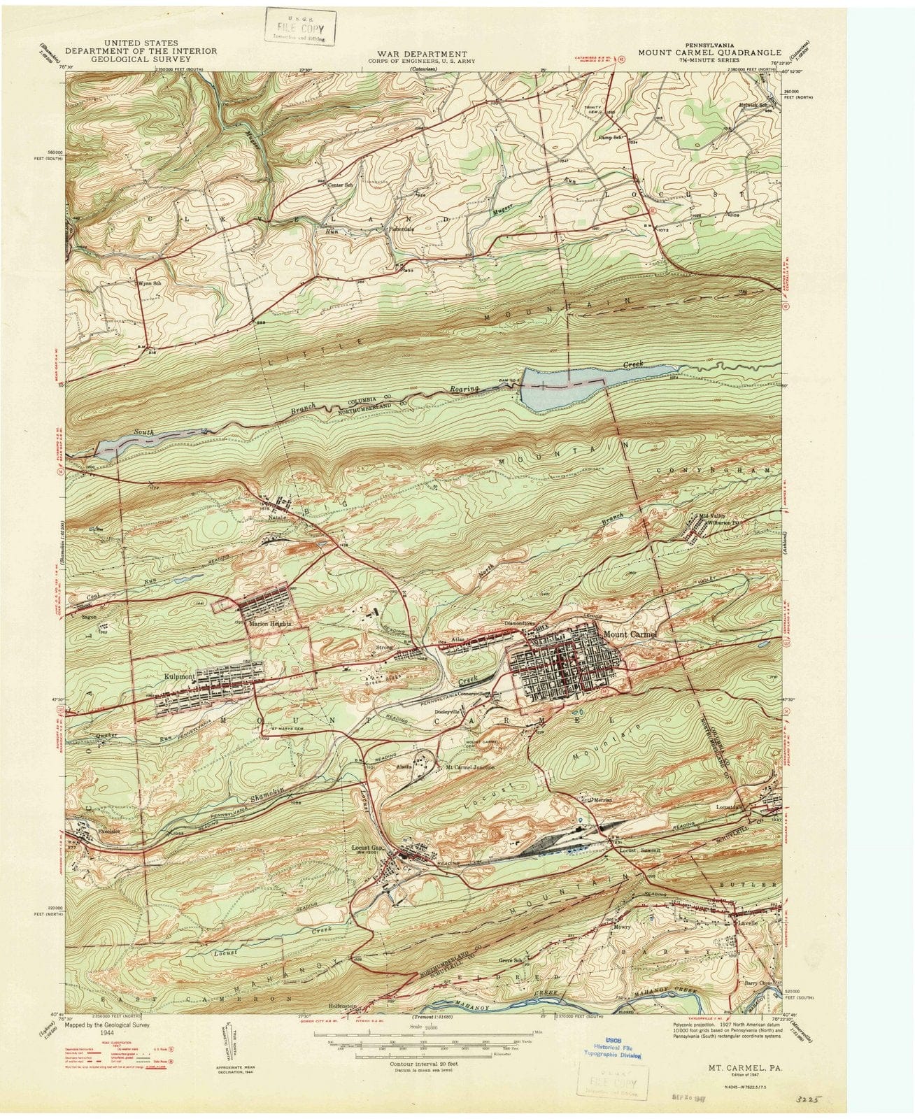 1947 Mt. Carmel, PA - Pennsylvania - USGS Topographic Map