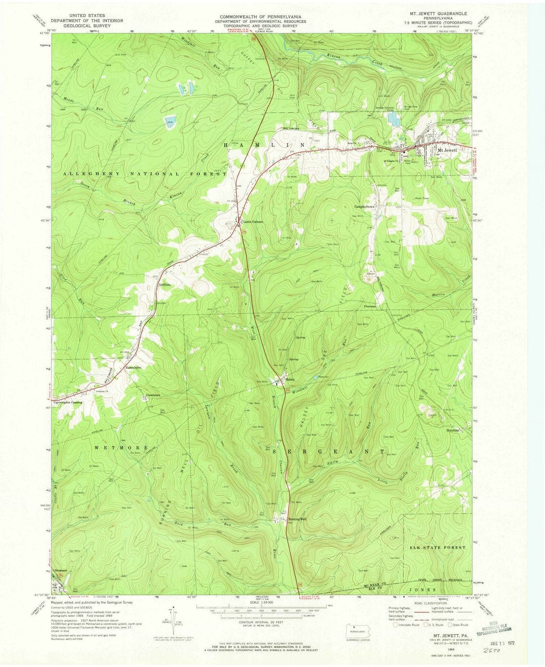 1969 Mt. Jewett, PA - Pennsylvania - USGS Topographic Map