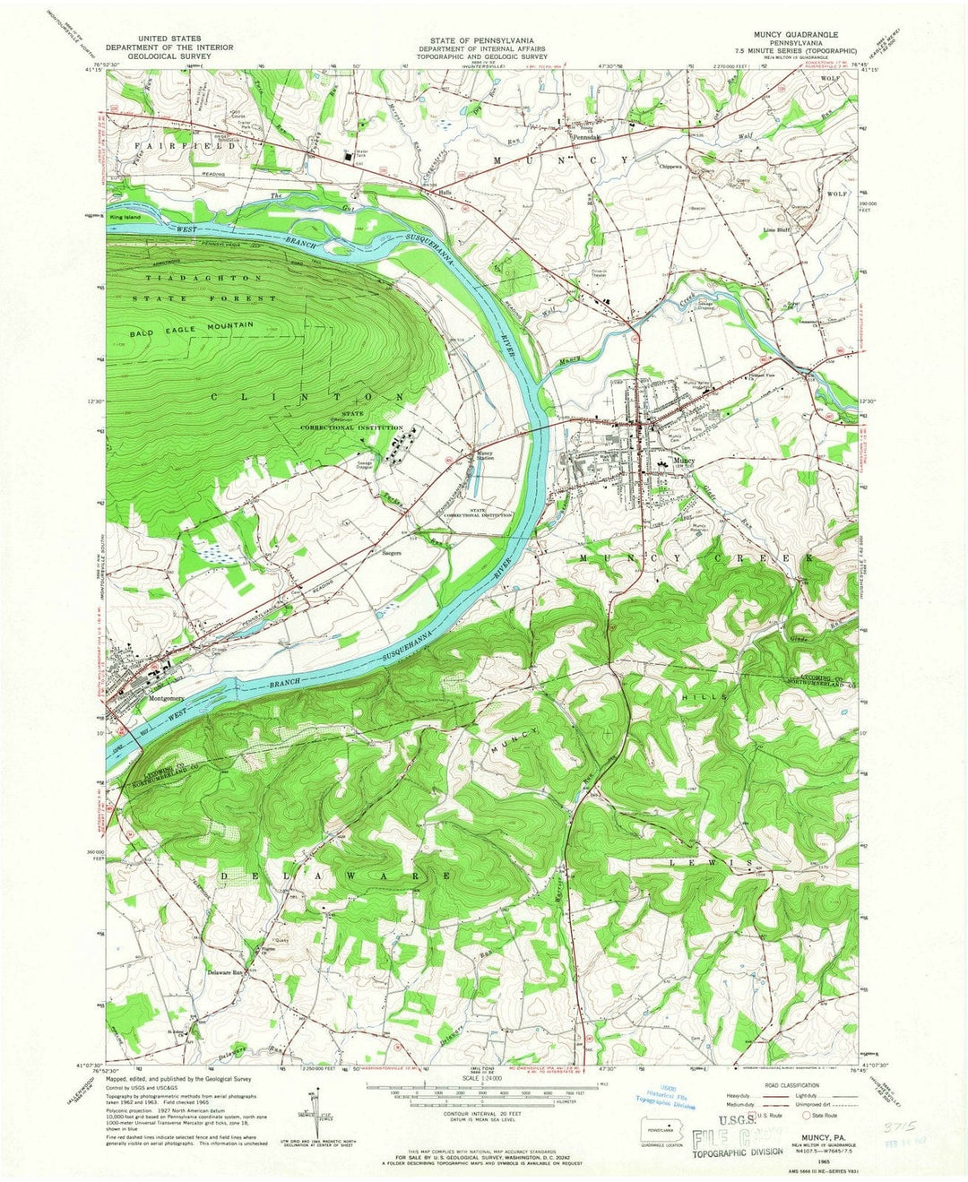 1965 Muncy, PA - Pennsylvania - USGS Topographic Map