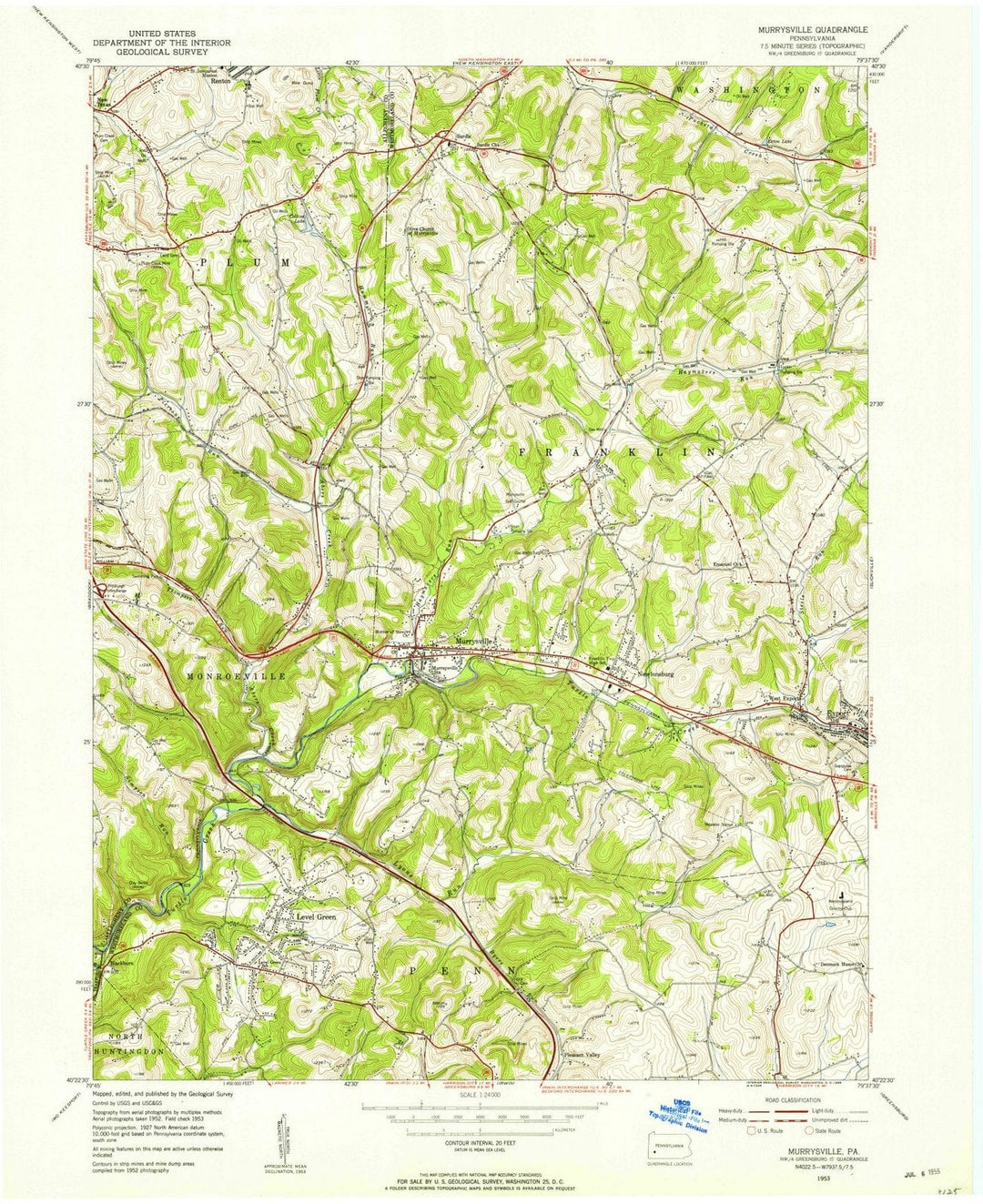 1953 Murrysville, PA - Pennsylvania - USGS Topographic Map