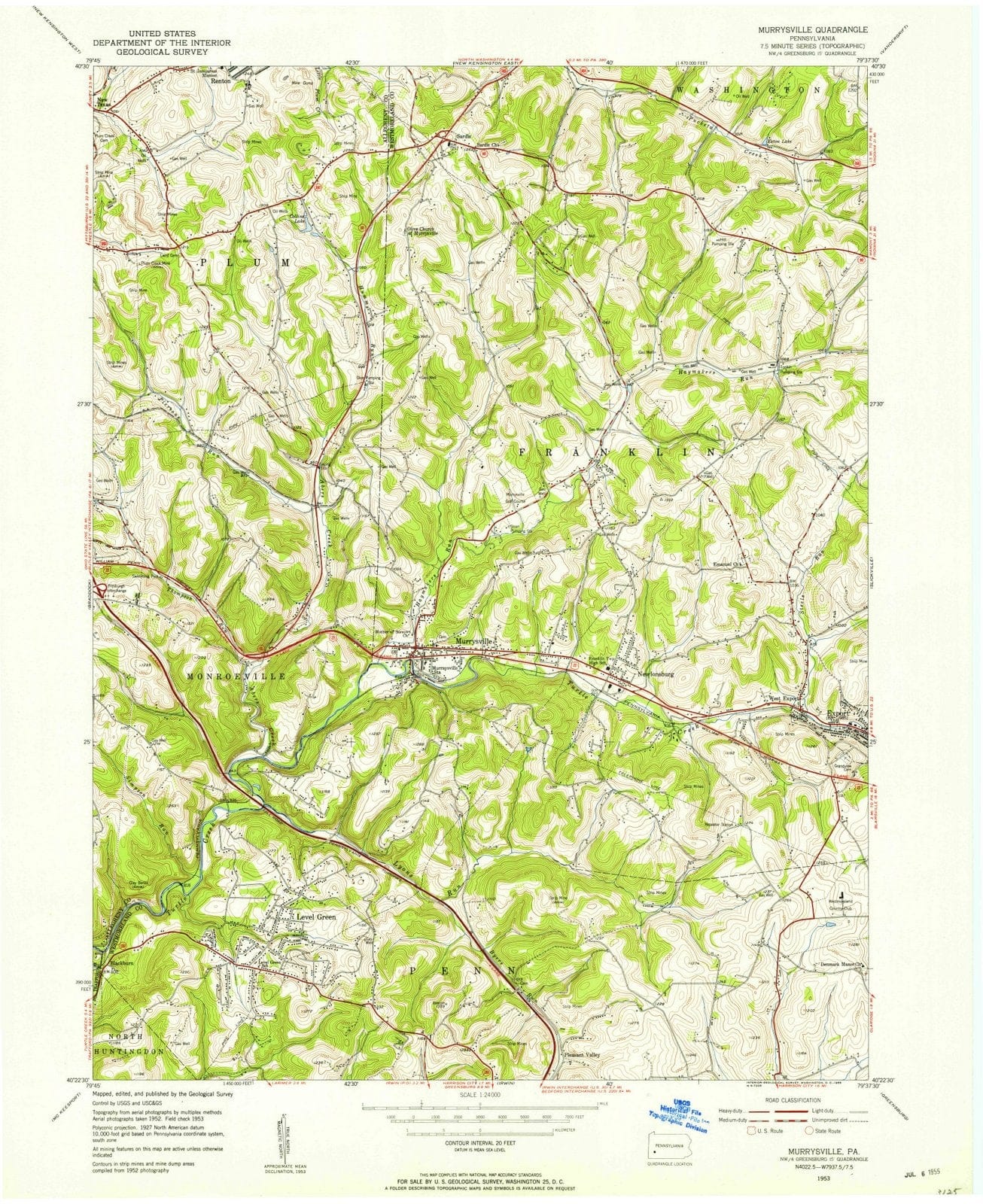 1953 Murrysville, PA - Pennsylvania - USGS Topographic Map