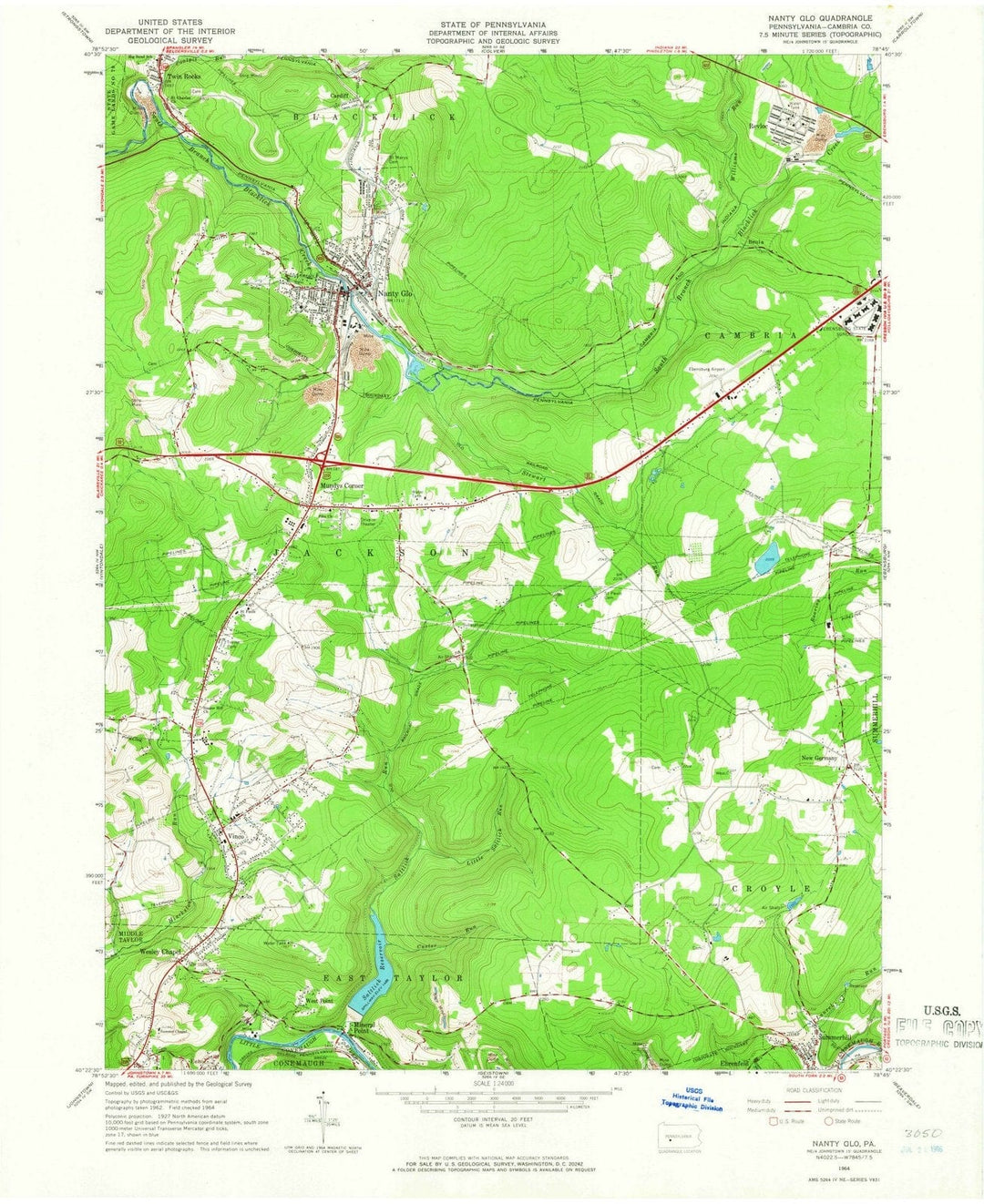 1964 Nanty Glo, PA - Pennsylvania - USGS Topographic Map