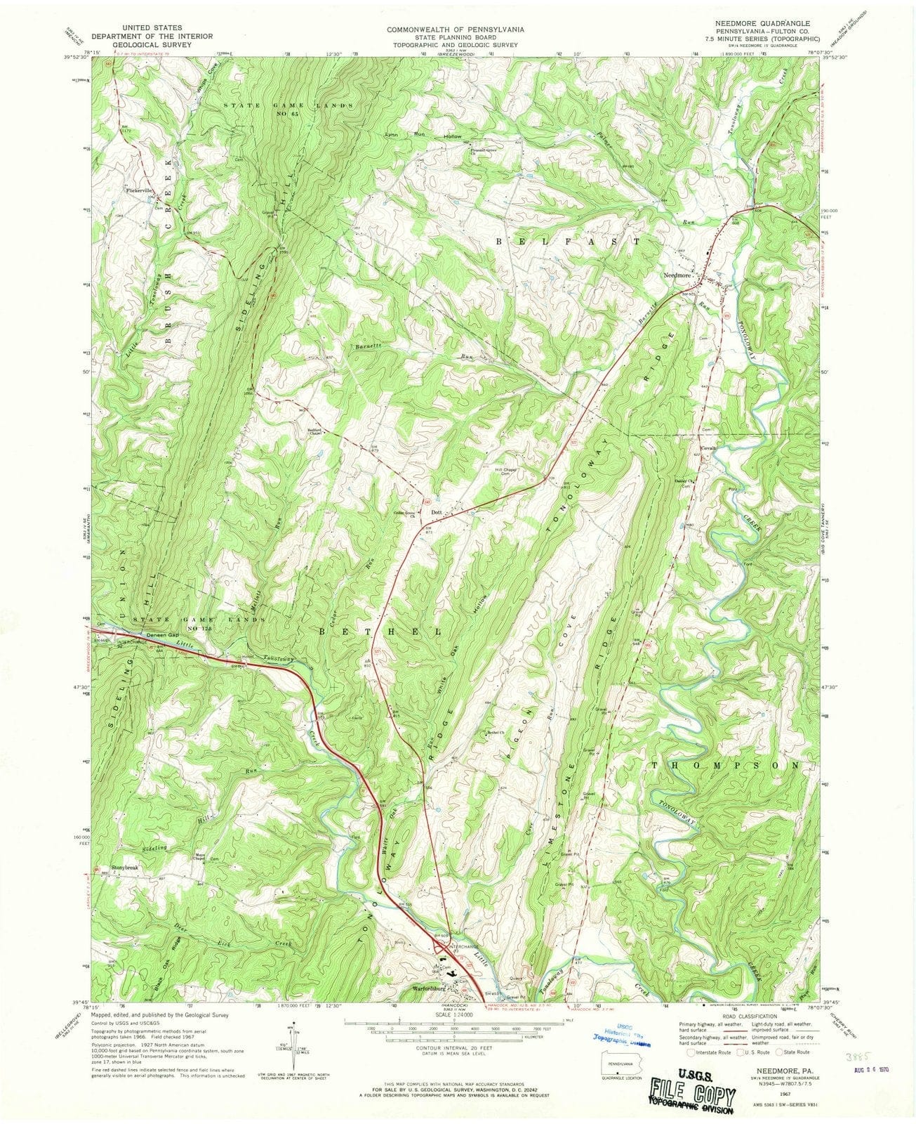 1967 Needmore, PA - Pennsylvania - USGS Topographic Map
