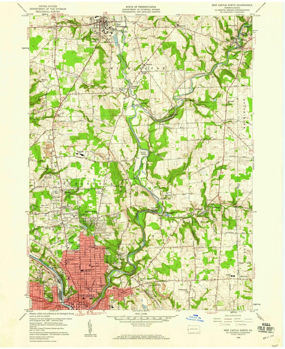 1958 New Castle North, PA - Pennsylvania - USGS Topographic Map