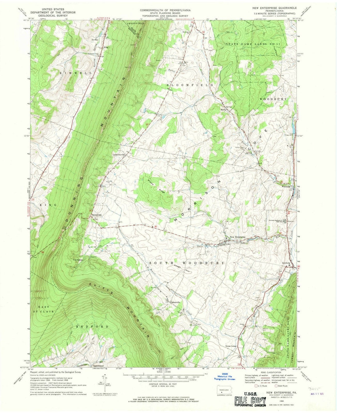 1968 New Enterprise, PA - Pennsylvania - USGS Topographic Map