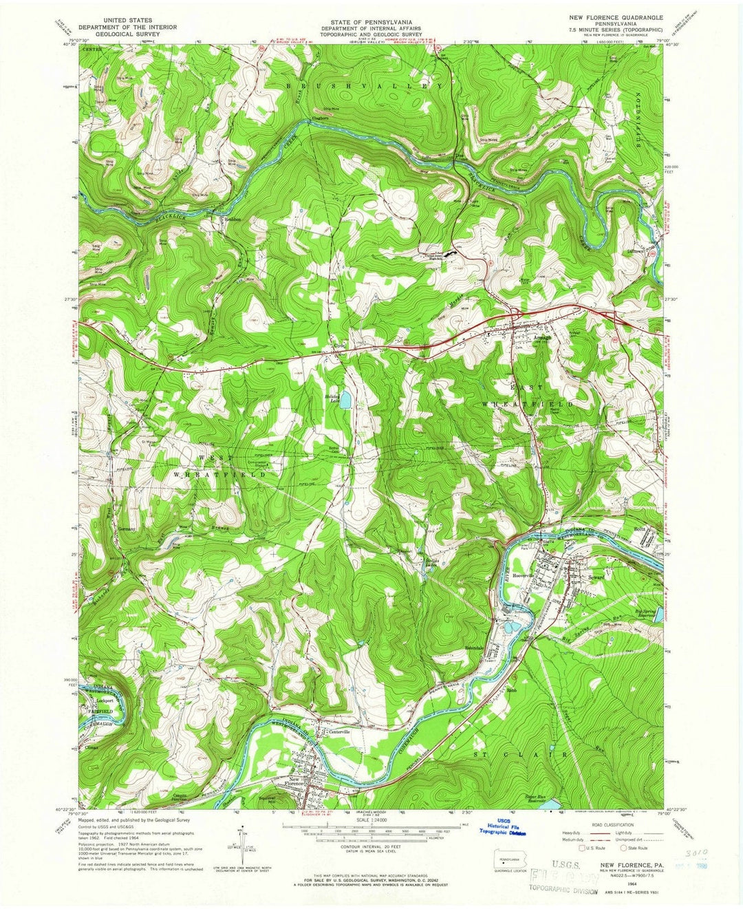 1964 New Florence, PA - Pennsylvania - USGS Topographic Map