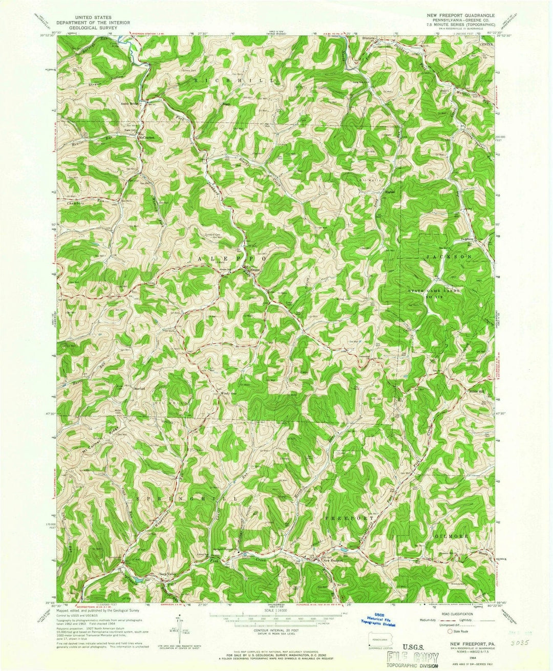 1964 New Freeport, PA - Pennsylvania - USGS Topographic Map